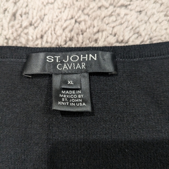 St John Black Vest XL Sweater Basic Caviar wool blend - Picture 2 of 7